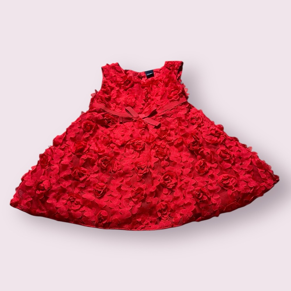 Toddler Girl Baby Gap Red Rosette Tank Dress Holiday Formal Size 12-18 Months - Picture 2 of 13